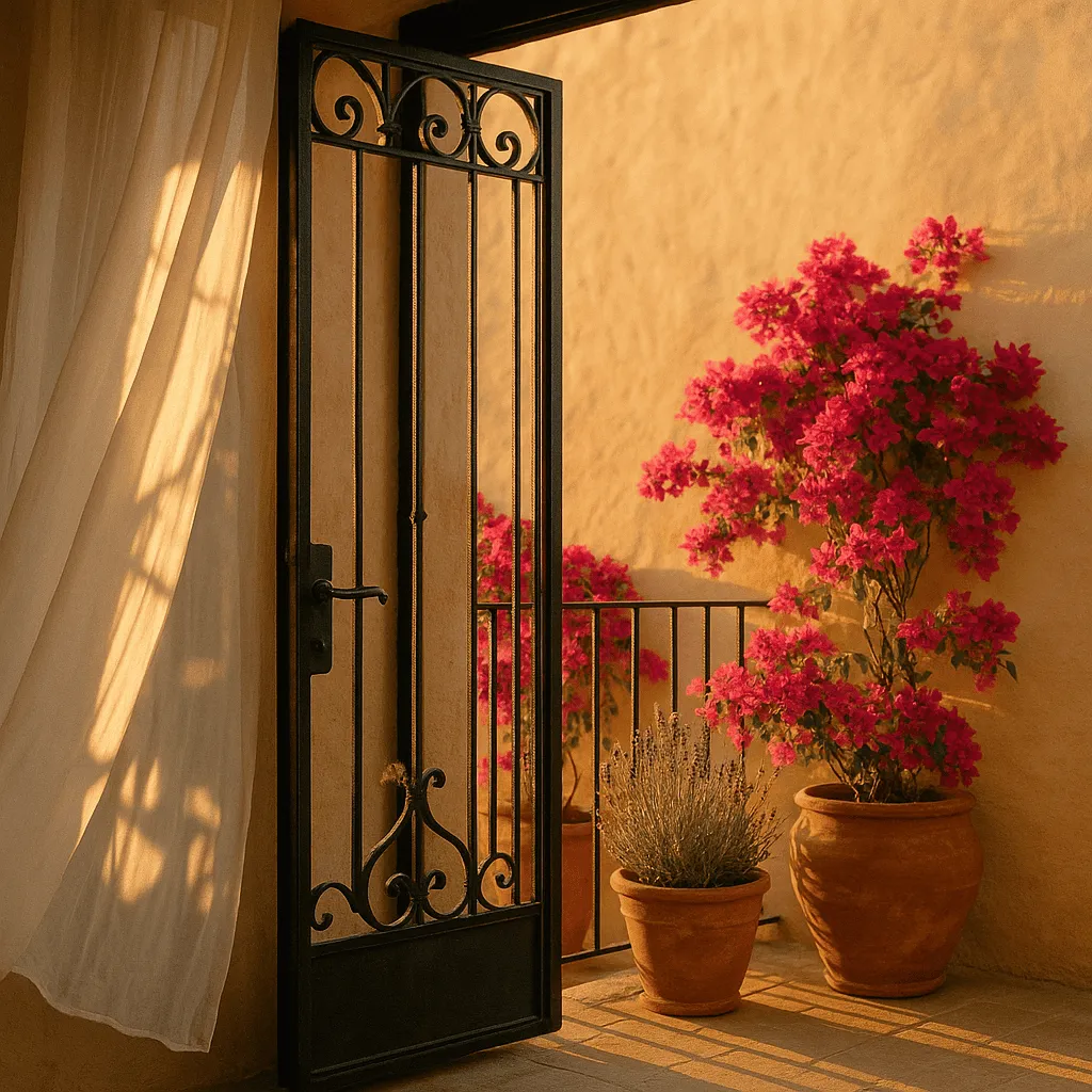 Puertas de hierro forjado para patios o exteriores con vidrio en Valencia