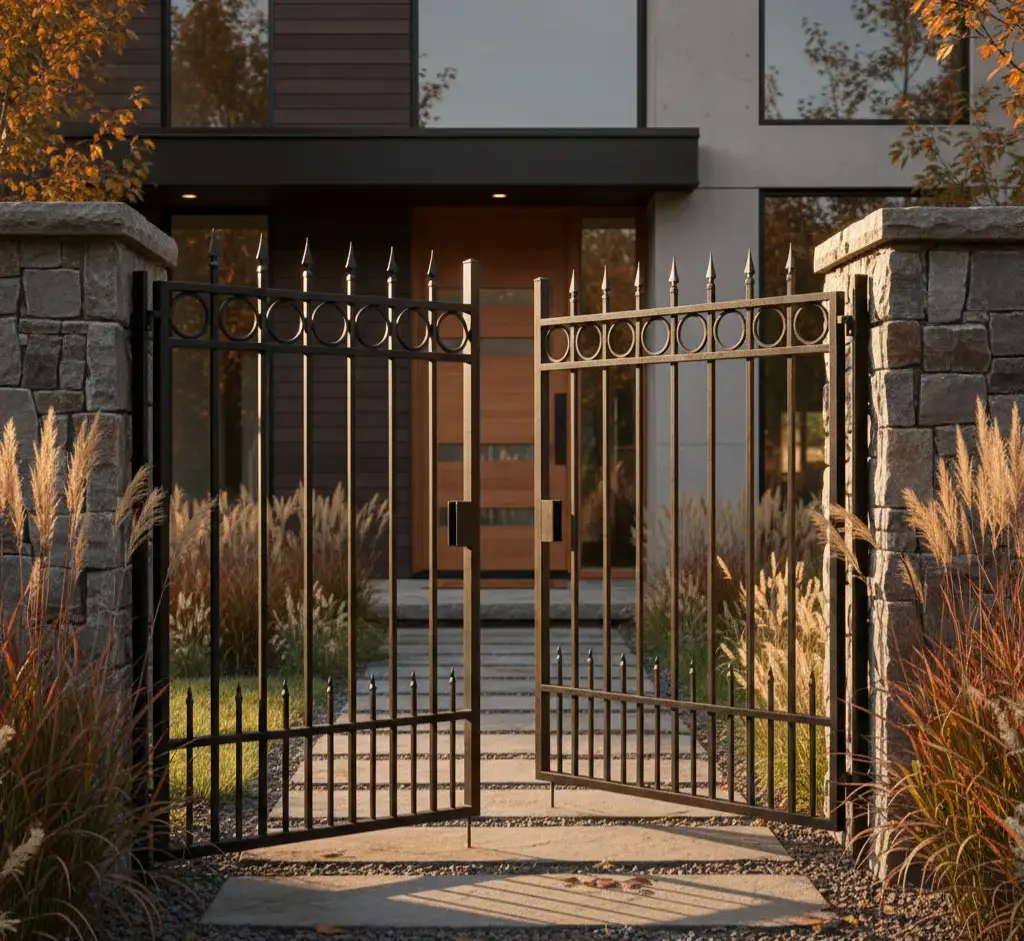 Puertas de hierro de exterior, a medida, trabajo realizado por Herrero Valencia
