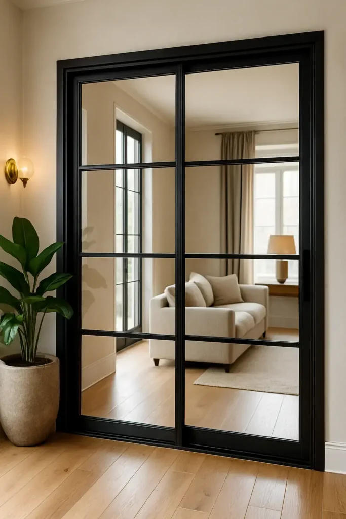 Puerta corredera de hierro y cristal de interior